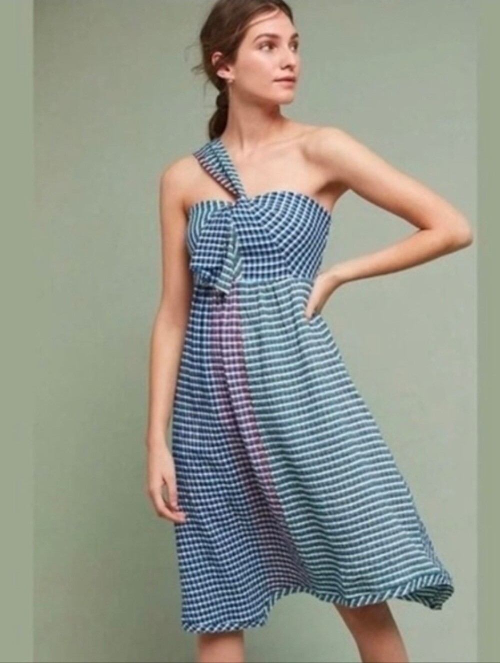 Maeve Anthropologie Midi One Shpuldwr Dress Croquette Garden Party